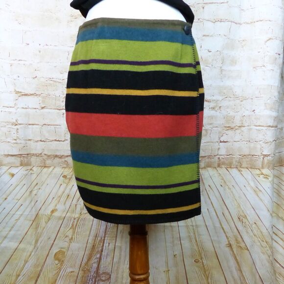 VTG Ann Taylor Skirt Womens M Southwestern Serape Striped Print Wool Boho 70s - Picture 7 of 10